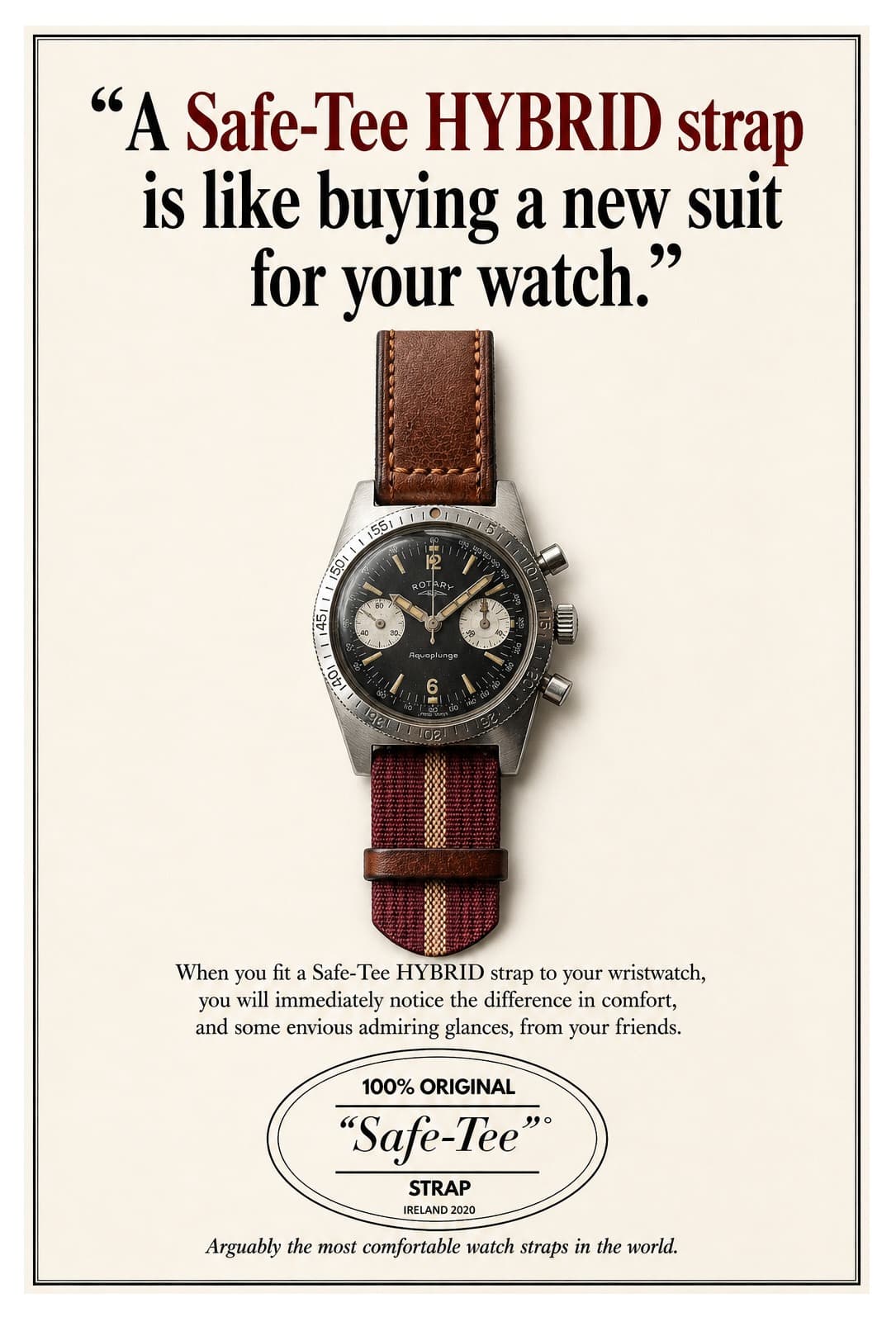 A Safe-Tee HYBRID strap is like buying a new suit for your watch