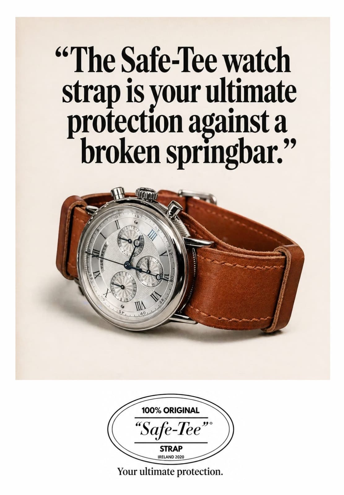 The Safe-Tee watch strap is your ultimate protection against a broken springbar